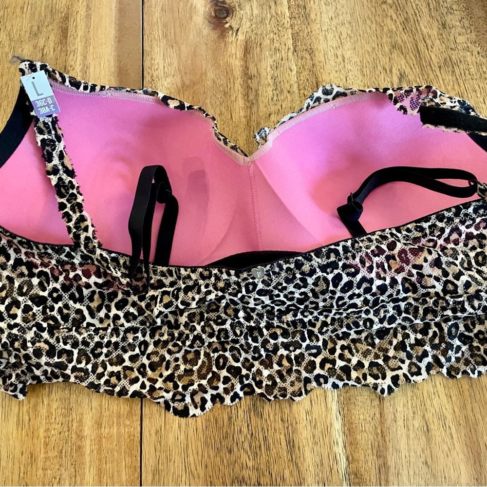 PINK Brown and Black Leopard Print Full-Coverage Bra NWT - Picture 2 of 4